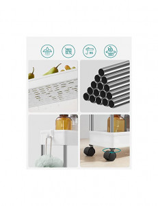 Organizator cu roti, Songmics, 42 x 13.5 x 87 cm, 4 rafturi, KSC08WT, Alb - Img 4