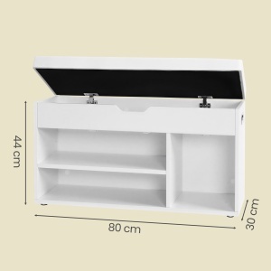 Pantofar tip banca cu depozitare Vasagle Alb 80x30.3x44 cm - Img 3