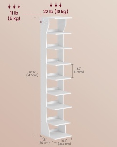 Pantofar Vasagle Alb 26.5x30x147 cm - Img 7