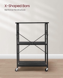 Raft bucatarie cu roti, Vasagle, Maro-Negru, 60x40x84 cm - Img 7
