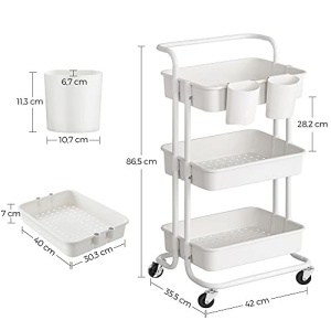 Raft depozitare cu roti, Songmics, Alb, 41.6x33.5x86.3 cm - Img 7