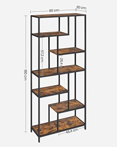 Raft pentru carti, Vasagle, Negru , 80×30×180 cm - Img 4
