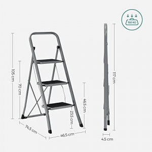Scara, Songmics, Gri-Negru, 110x45x4.5 cm - Img 7
