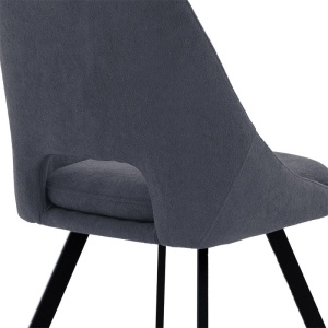Scaun bar Initiate material teddy gri inchis cu picioare metalice negre 48x56x98 cm - Img 7