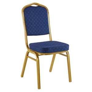 Scaun conferinta Hilton stivuibil material textil albastru metal auriu de evenimente 45x51x96cm