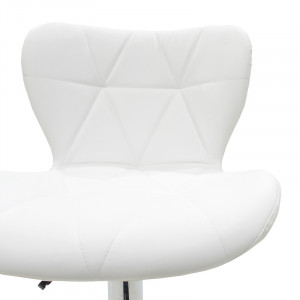 Scaun de bar Coozy reglabil pe inaltime stil capitonat metal cromat cu PVC in alb - Img 7