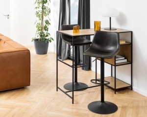 Scaun de bar I_Oregon, Negru, 110x47x51 cm - Img 2