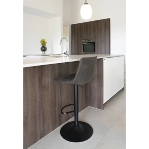 Scaun de bar tapitat Middelfart, Gri inchis, 45x43x88/108 cm - Img 3
