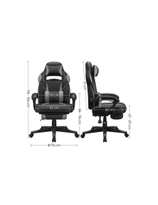 Scaun de birou, Songmics, 150Kg, 135 grade, Negru / Gri, 70 x 68 x 115 cm - Img 5