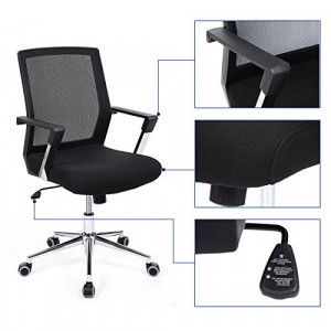 Scaun de birou, Songmics, Negru, 61x55x(92-102) cm - Img 5