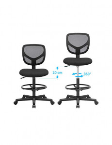 Scaun de birou, Songmics, Negru, OBN15BK, 60 x 60 x 117 cm - Img 5