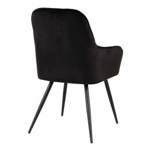 Scaun dining Harbo, Negru, 65x57x87 cm, Catifea - Img 2