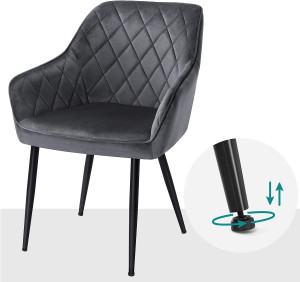 Scaun dining, Songmics, Gri, 62.5x60x85 cm - Img 6