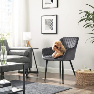 Scaun dining, Songmics, Gri, 62.5x60x85 cm - Img 6