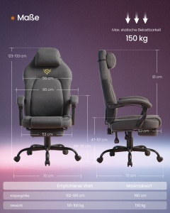 Scaun gaming, Nerone, Gri, 70x70x129 cm - Img 6