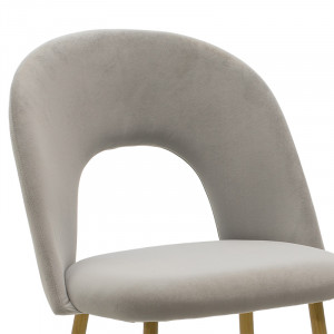 Scaun Jonah catifea gri - picioare culoare lemn natural 55x57x87cm - Img 5
