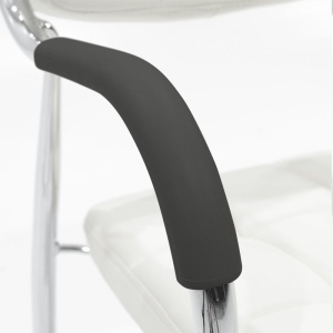 Scaun Otlen piele ecologica PU alb picioare cromate 47x45x87 cm - Img 5