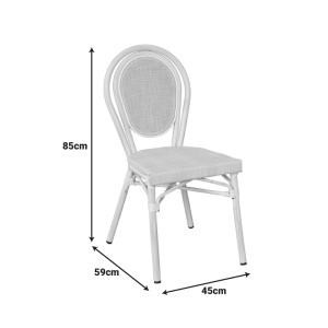 Scaun Stivuibil, Nacia, Alb, 59x45x85 cm - Img 6