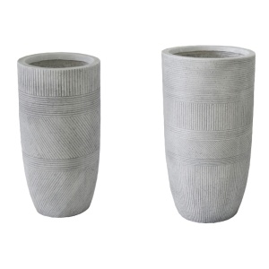 Set 2 buc. ghivece decorative, Negani, Gri, 33.5x33.5x63 cm