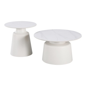 Set 2 buc. masute de cafea, Dualis, Alb, 70x70x48.5 cm - Img 3