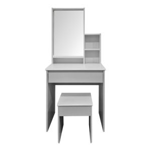 Set 2 bucati Masa de machiaj cu taburet, Larnia, Alb, 40x65x142 cm - Img 3