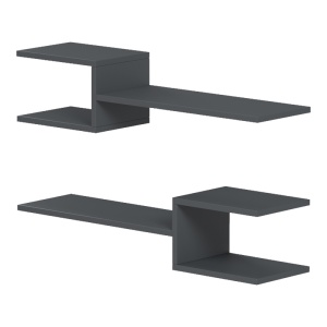 Set 2 bucati Raft de perete, Sumpa, Antracit, 20x65x18 cm - Img 4