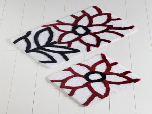 Set 2 Covorase de Baie Naturel Rosu (Acryl)