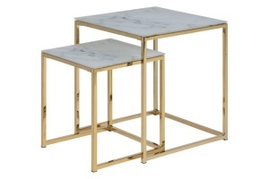 Set 2 piese Masute de cafea Alisma, Alb, 50x45x45 cm - Img 5