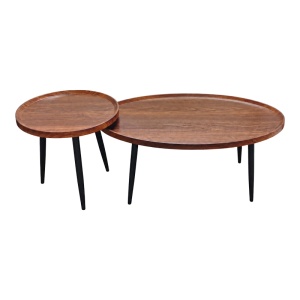 Set 2 piese Masute de cafea Jeda, Nuc, 60x100x42 cm - Img 3