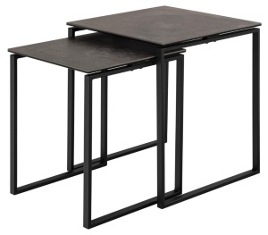 Set 2 piese Masute de cafea Katrine, Negru, 55x50x50 cm - Img 3