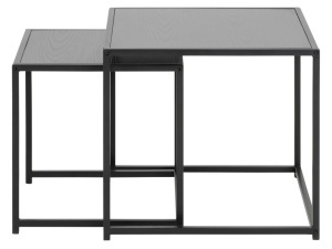 Set 2 piese Masute de cafea stivuibile Seaford, Negru, 45x50x50 cm - Img 3