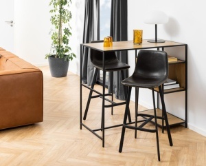 Set 2 piese Scaune de bar I_Oregon, Negru, 103x46.5x50 cm - Img 2
