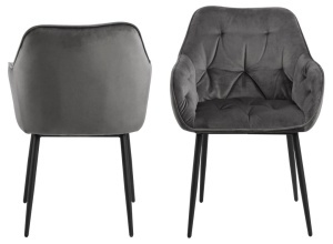 Set 2 piese Scaune dining Brooke V2, Gri, 83x58x55 cm - Img 7