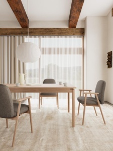 Set 2 piese Scaune dining Calvin, Gri, 88x55x60 cm - Img 2
