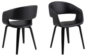 Set 2 piese Scaune dining Nova, Negru, 77x49.5x52.5 cm - Img 3