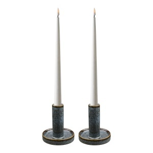 Set 2 piese Suporturi pentru lumanari, Albastru, 9.5x9.5x11 cm