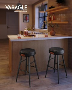 Set 2 scaune de bar, Vasagle, Negru, 49.5x49.5x63 cm