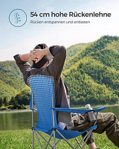 Set 2 scaune de camping, Songmics, Albastru, 76x51.5x95.5 cm - Img 4