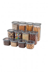 Set 24 cutii de depozitare alimente BNM24LU, Antracit - Img 3