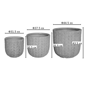 Set 3 buc. ghivece decorative, Kallena, Bej, 44.5x44.5x43.5 cm - Img 2