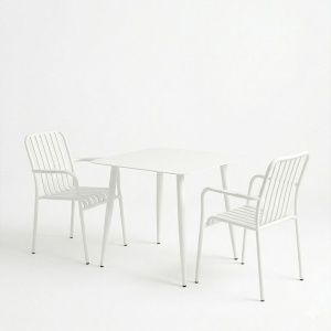 Set 3 bucati masa si scaune gradina, Heven Vista, Alb, 80x80x72 cm - Img 2
