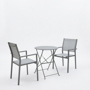 Set 3 masa si scaune gradina, Confidence, Antracit, 60x60x70 cm - Img 2