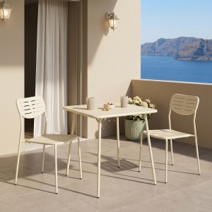 Set 3 masa si scaune gradina, Deraby, Crem, 70x70x73 cm