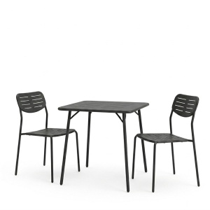 Set 3 masa si scaune gradina V2, Moraja, Negru, 70x70x73 cm - Img 2