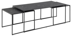 Set 3 piese Masute de cafea Infinity, Negru, 48x120x60 cm - Img 8