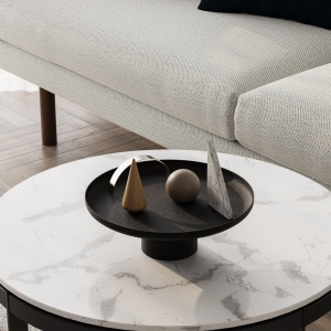 Set 3 platouri decorative metalice GED-007 Negru 25.5x25.5x9 cm - Img 2