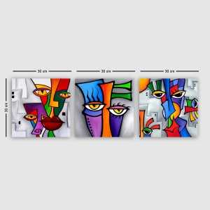 Set 3 tablouri canvas (3 bucati) 3P5434755 Multicolor 30x30x3 cm - Img 2