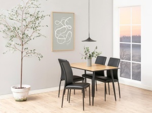 Set 4 piese Scaune dining Demina V1, Negru, 92x43.5x53 cm