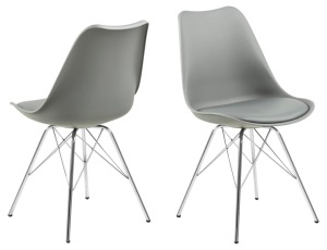 Set 4 piese Scaune dining Eris, Gri, 85.5x48.5x54 cm - Img 2