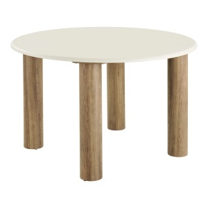 Set 5 piese Masa dining si scaune Fondi and Dover, Nisip, 120x60x120 cm - Img 3